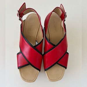Zara Leather Wedge With Cross Straps
